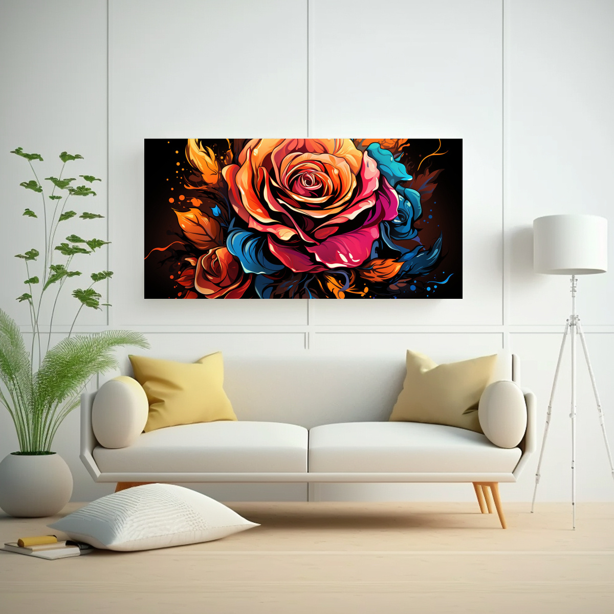 PINTURA ORIGINAL DE ROSA ESTILO GRAFFITI EN BASTIDOR CON MOVIMIENTO 100X50CM - 2