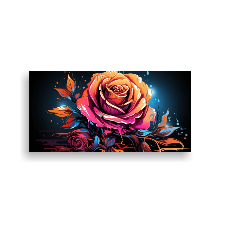CUADRO TEMÁTICO LIENZO CÁLIDOS DISEÑO ROSA ESTILO GRAFFITI PERFECTO PARA DECORACIÓN DE 60X30CM - 1