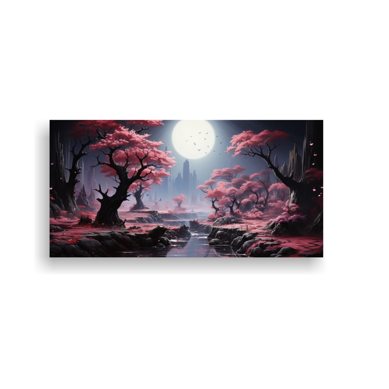 CUADRO MINIMALISTA DE UN JARDÍN ZEN TRANQUILO CON SOBRES ROSADOS CUIDADOSOS 60X30CM - 1
