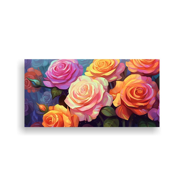 CUADROS DE DISEÑO URBANO CON HERMOSAS ROSAS DE DIBUJOS ANIMADOS DE DIFERENTES LONGITUDES 120X60CM - 1