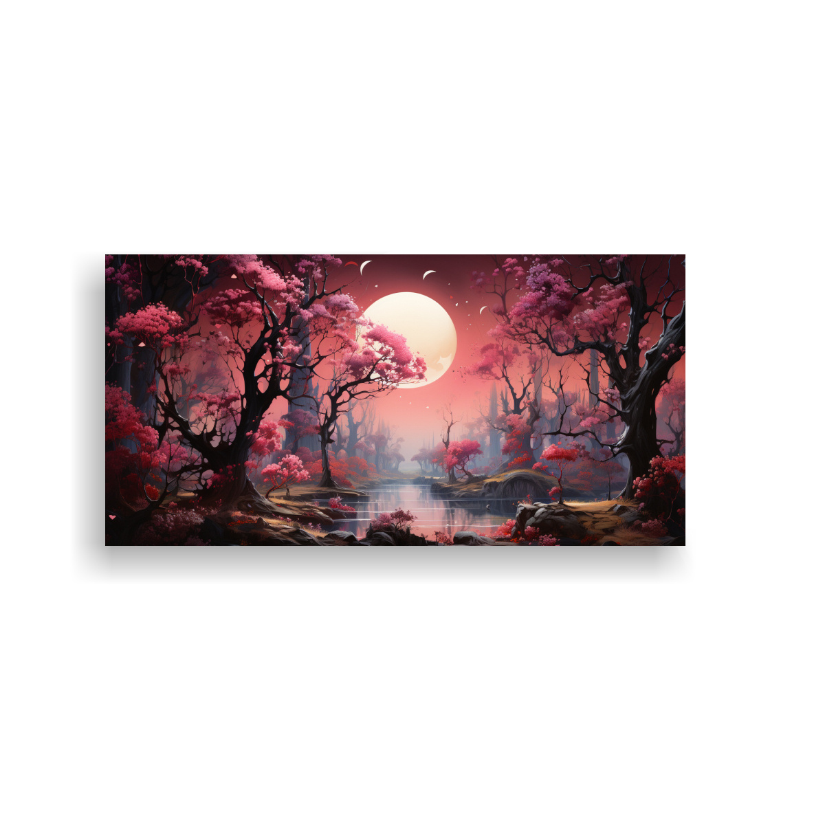 1 PIEZA ABSTRACCIÓN FORMACIÓN ESCENA MÁGICA DEL BOSQUE CON SOBRES ROSAS DECORATIVOS 120X60CM - 1