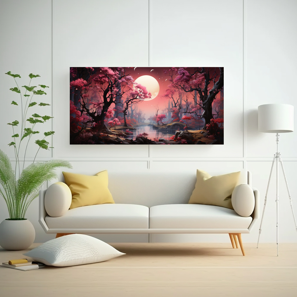 1 PIEZA ABSTRACCIÓN FORMACIÓN ESCENA MÁGICA DEL BOSQUE CON SOBRES ROSAS DECORATIVOS 120X60CM - 2