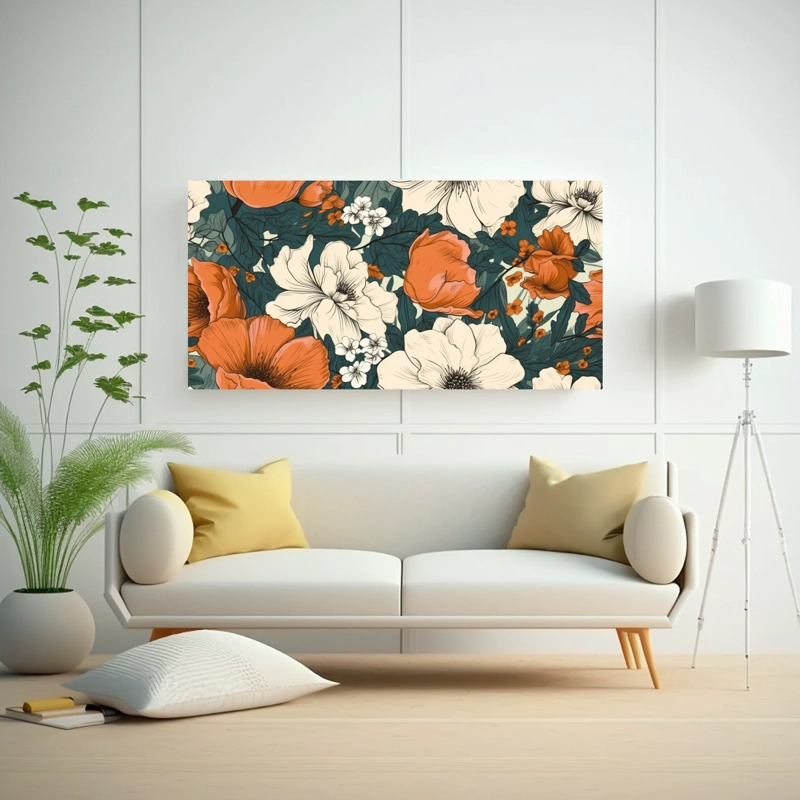 CUADRO DECORATIVO CON PATRÓN REPETIDO EN LIENZO 120X60CM - 2