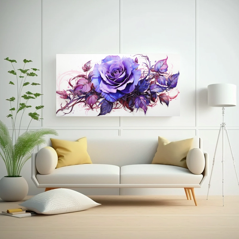 CUADRO DECORATIVO ARTE PATRON: INTENSO EXPRESIVIDAD DE ROSA VENENOSA EN FONDO BLANCO 120X60CM - 2