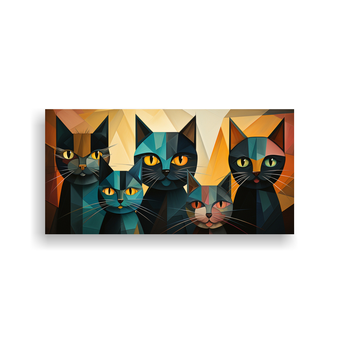 RETRATO DE GRUPO DE GATOS DE COLORES CON PINTURAS 120X60 CM - 1