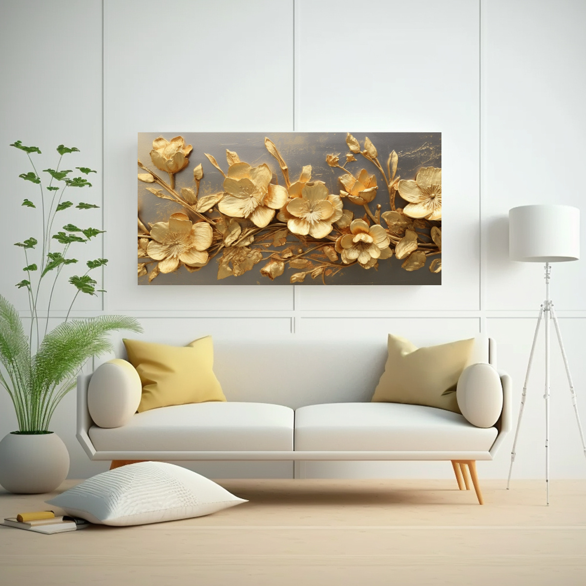 CUADROS DECORATIVOS EMBELLECIDOS CON HOJAS DE ORO 160X80 CM - 2
