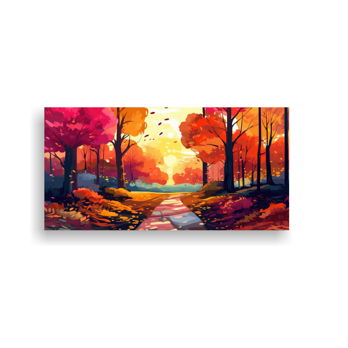 PAISAJE OTOÑAL FORESTAL EN LIENZO: CAMINO 140X70 CM - 1