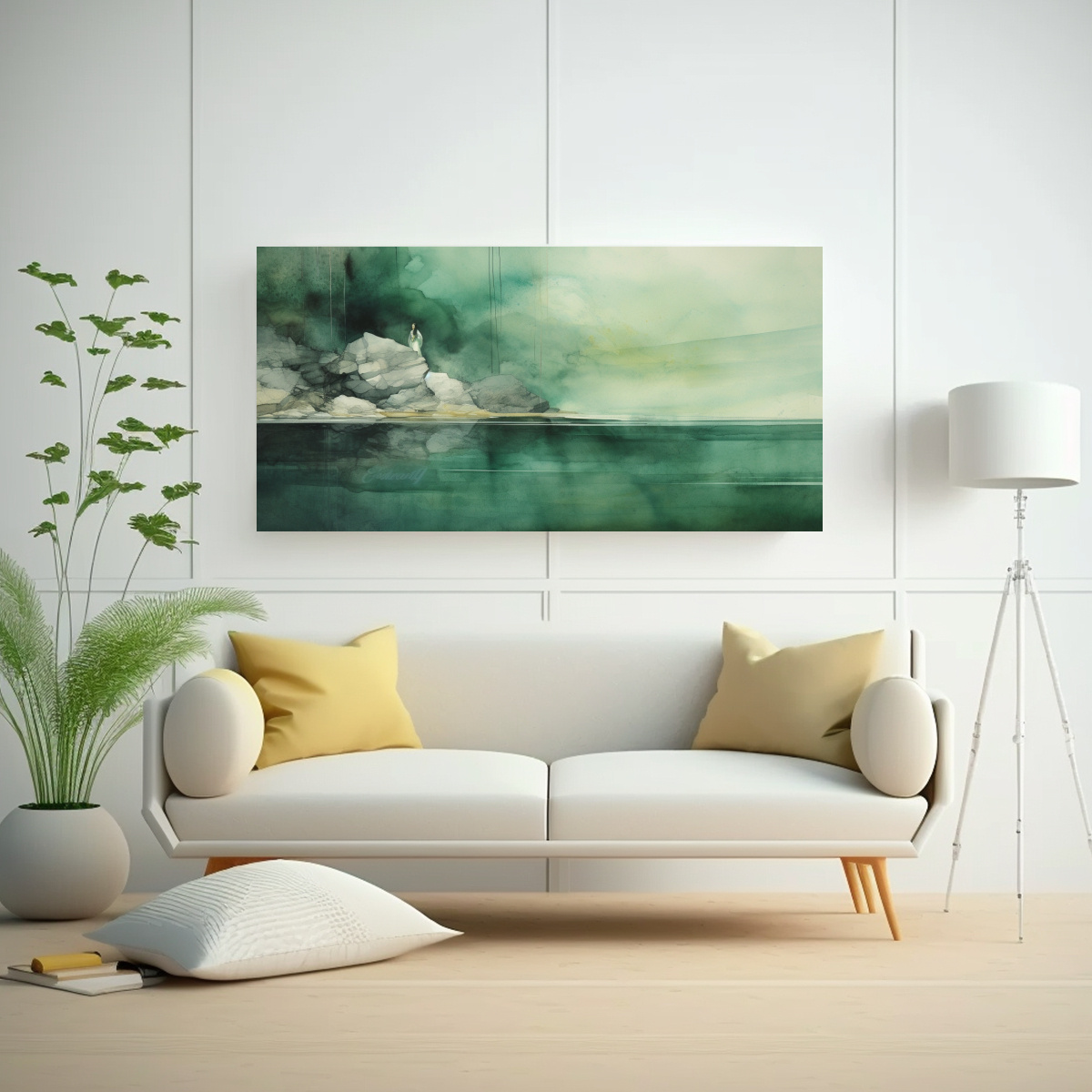 PINTURA LIENZO TEMA STREET ART CON ACUARELA VERDE 80X40 CM - 2