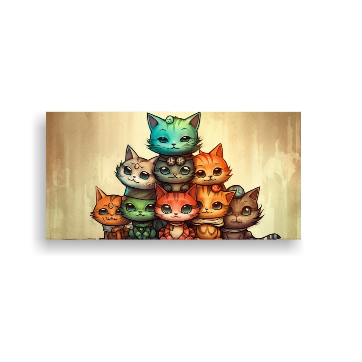 CUADRO DECORATIVO GATITOS EN UNA PILA MIRANDO 140X70 CM - 1