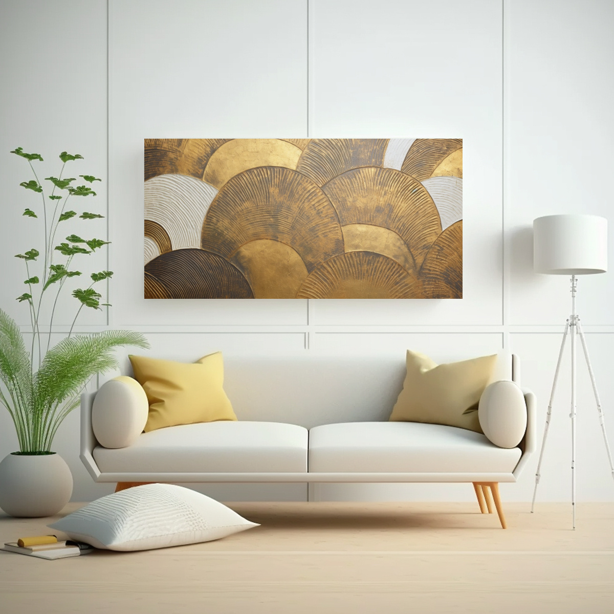 CUADRO ABSTRACTO MINIMALISTA DORADO PARA 160X80 CM - 2
