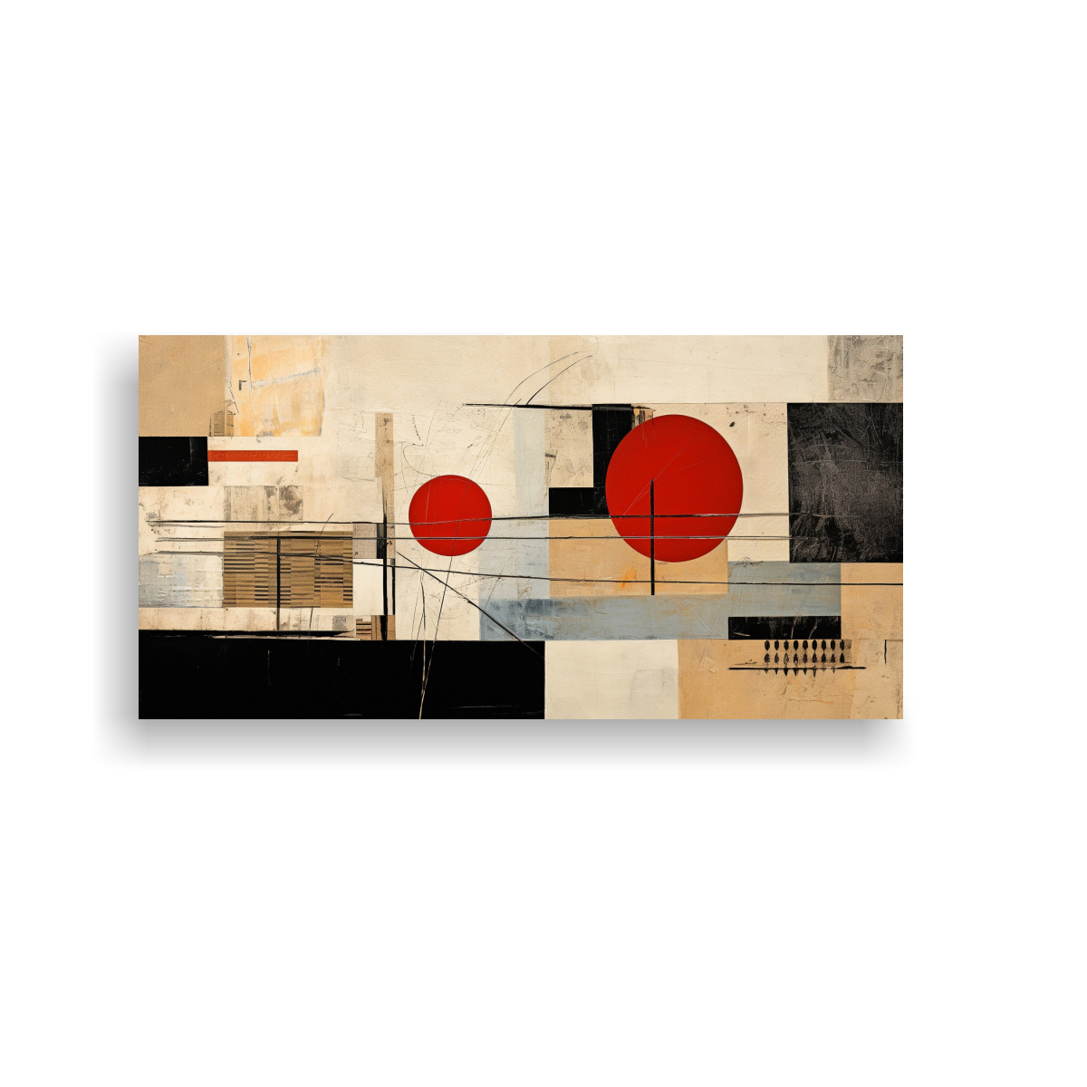 CUADRO LIENZO ABSTRACTO CON COLLAGE DE TEXTURAS Y 120X60 CM - 1