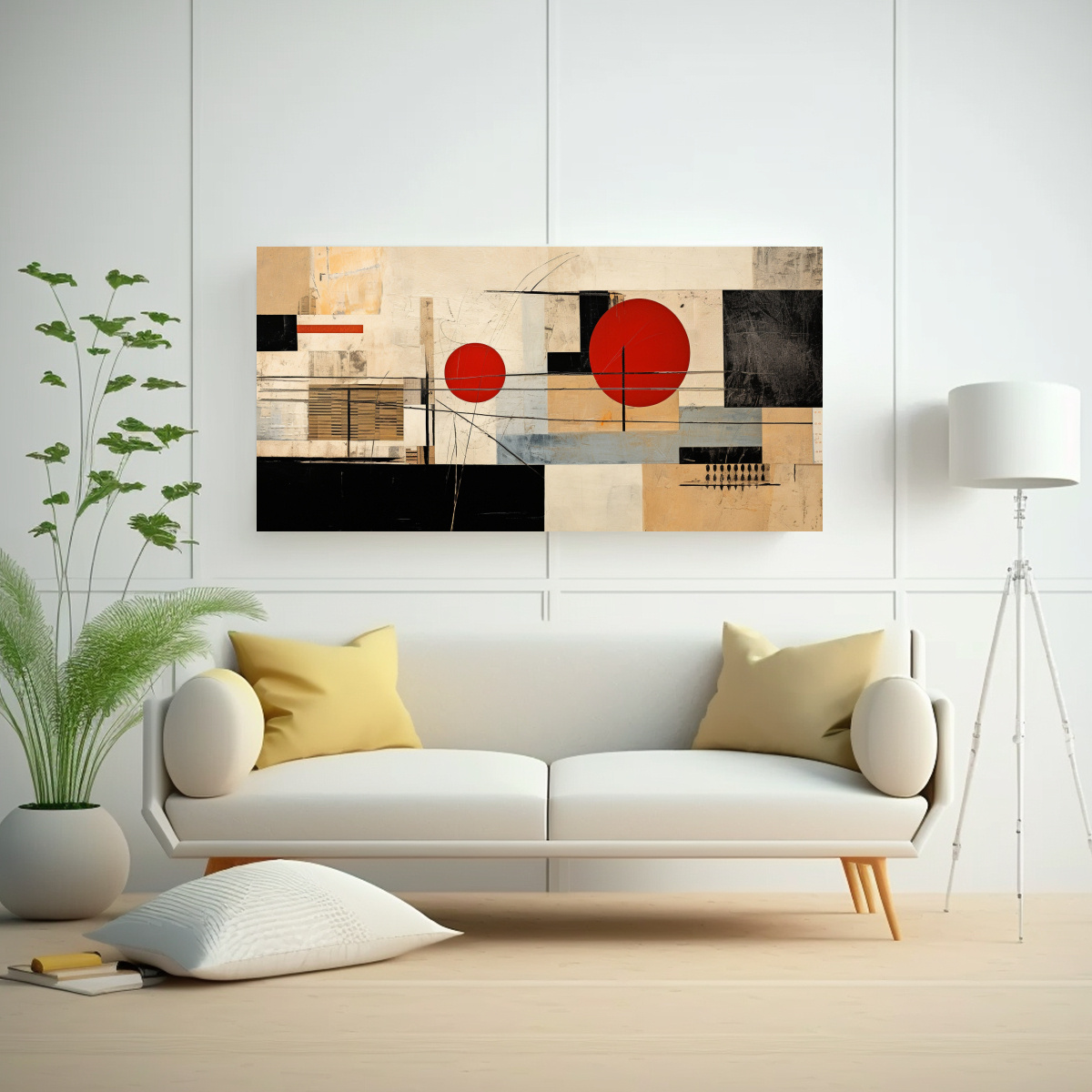 CUADRO LIENZO ABSTRACTO CON COLLAGE DE TEXTURAS Y 120X60 CM - 2