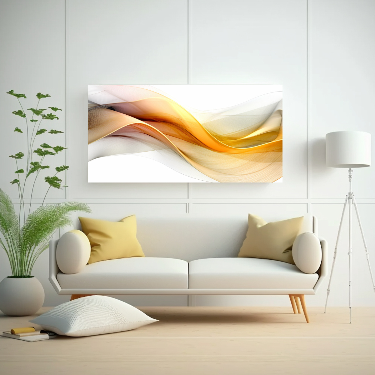 CUADRO ABSTRACTO COMEDOR LÍNEAS DORADAS 140X70 CM - 2