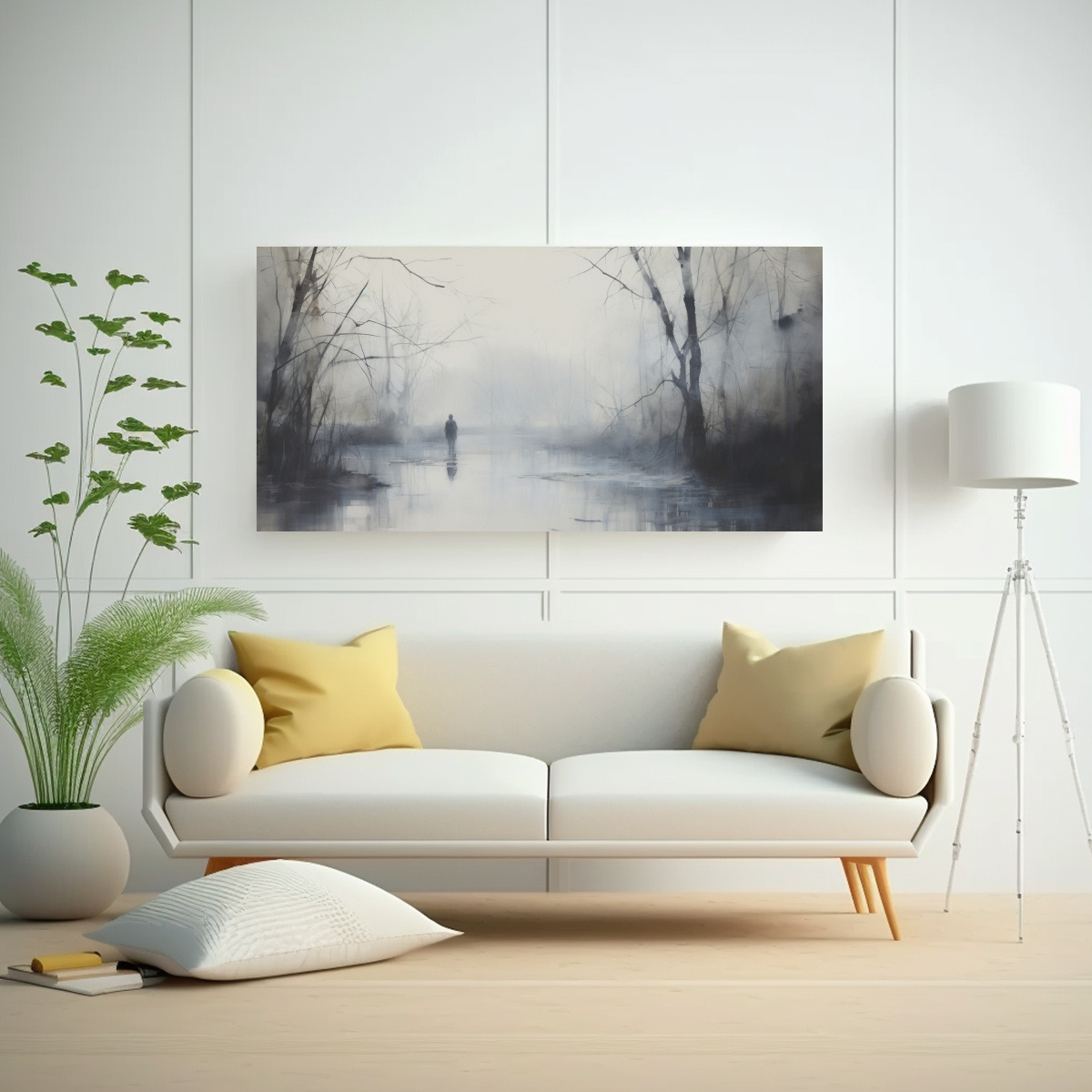 CUADRO TELA: FIGURA BORROSA FANTASMAL LEJANA EN 120X60 CM - 2