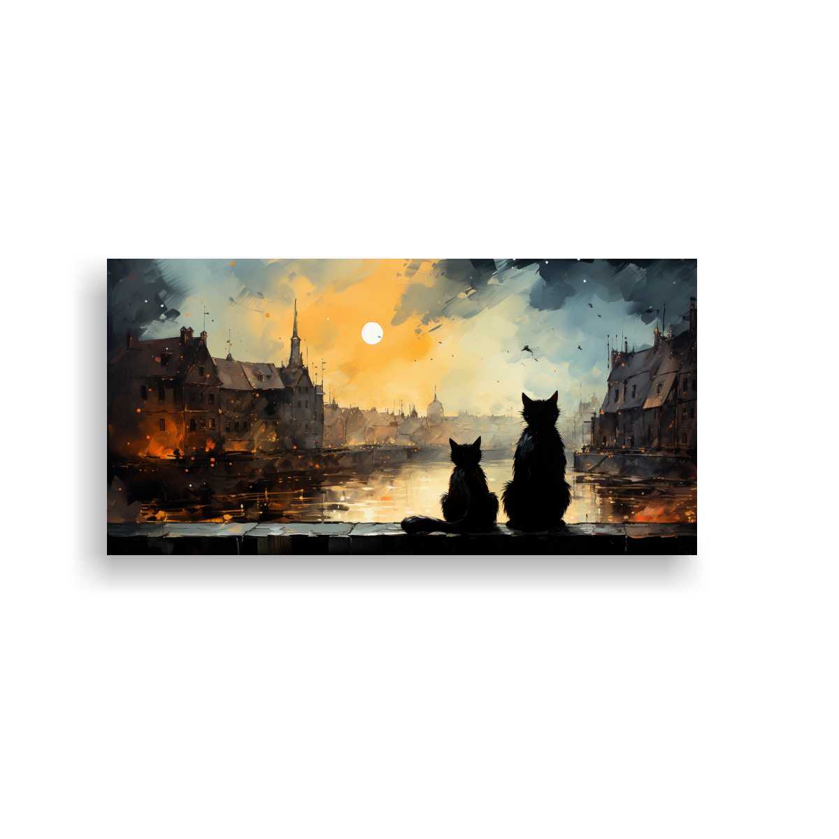 CUADROS DECORATIVOS ECONÓMICOS DE GATOS NEGROS 100X50 CM - 1
