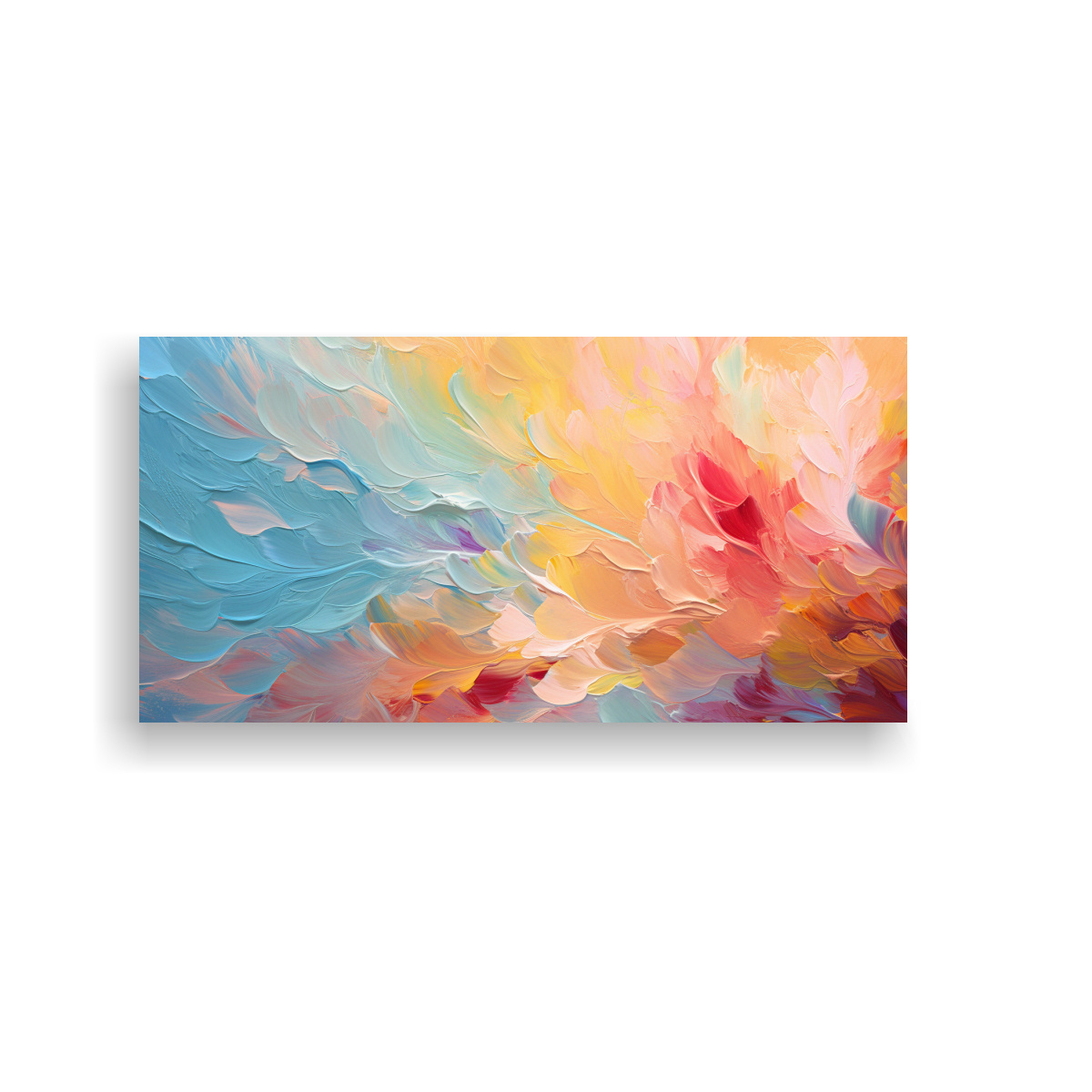 PINTURA FLORAL ABSTRACTA EN TELA: ROJO AMARILLO 160X80 CM - 1