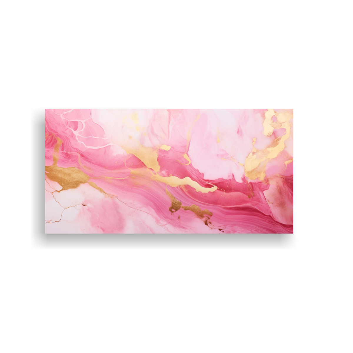 CUADRO LIENZO DECORATIVO MÁRMOL ROSA Y DORADO 100X50 CM - 1