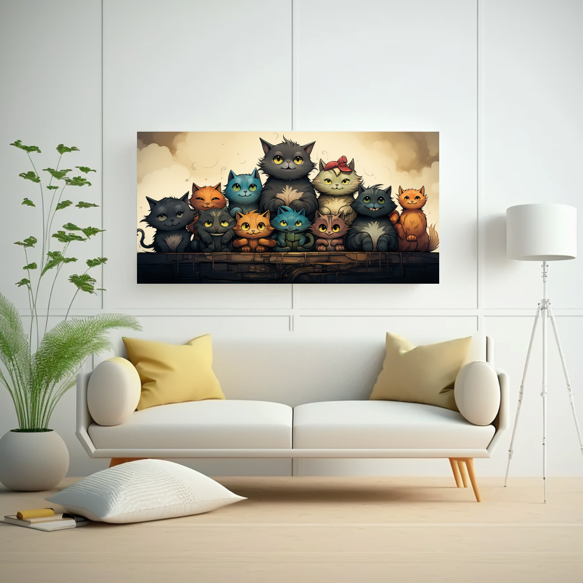 PINTURAS ABSTRACTAS DE GATOS EN COLORES PARA 40X20 CM - 2