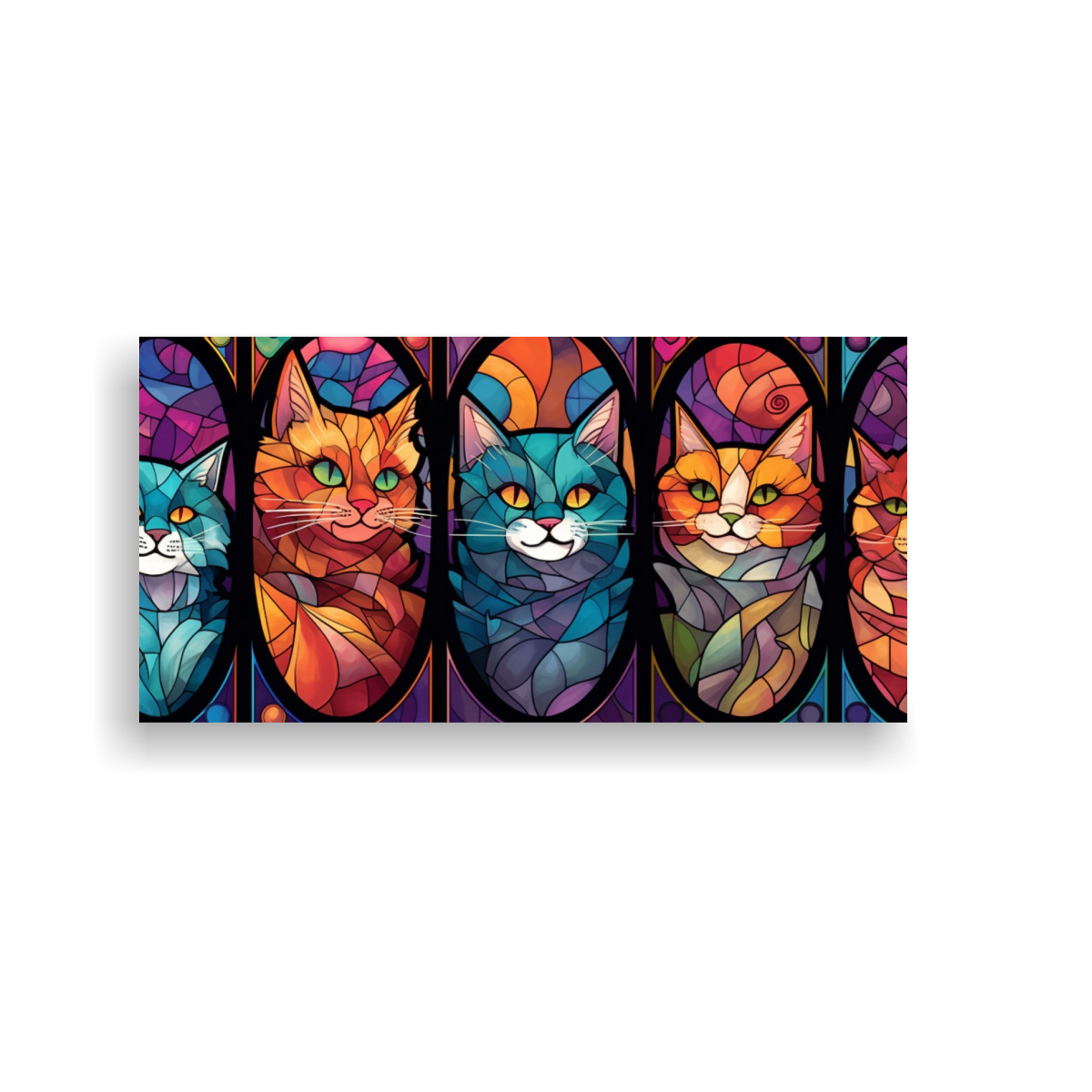 CUADRO GATOS CHIBI EN EFECTO CALEIDOSCOPIO 40X20 CM - 1