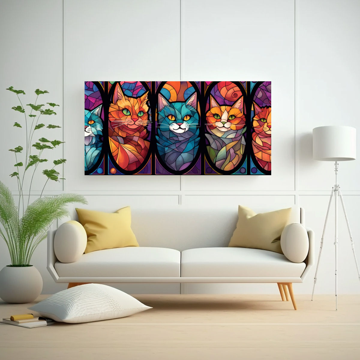 CUADRO GATOS CHIBI EN EFECTO CALEIDOSCOPIO 40X20 CM - 2