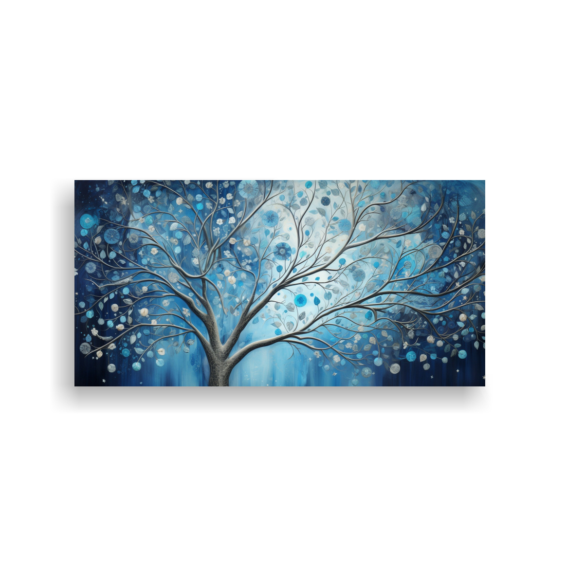 CUADRO VINTAGE ESTILO POP ART ÁRBOL EN AZUL Y 80X40 CM - 1