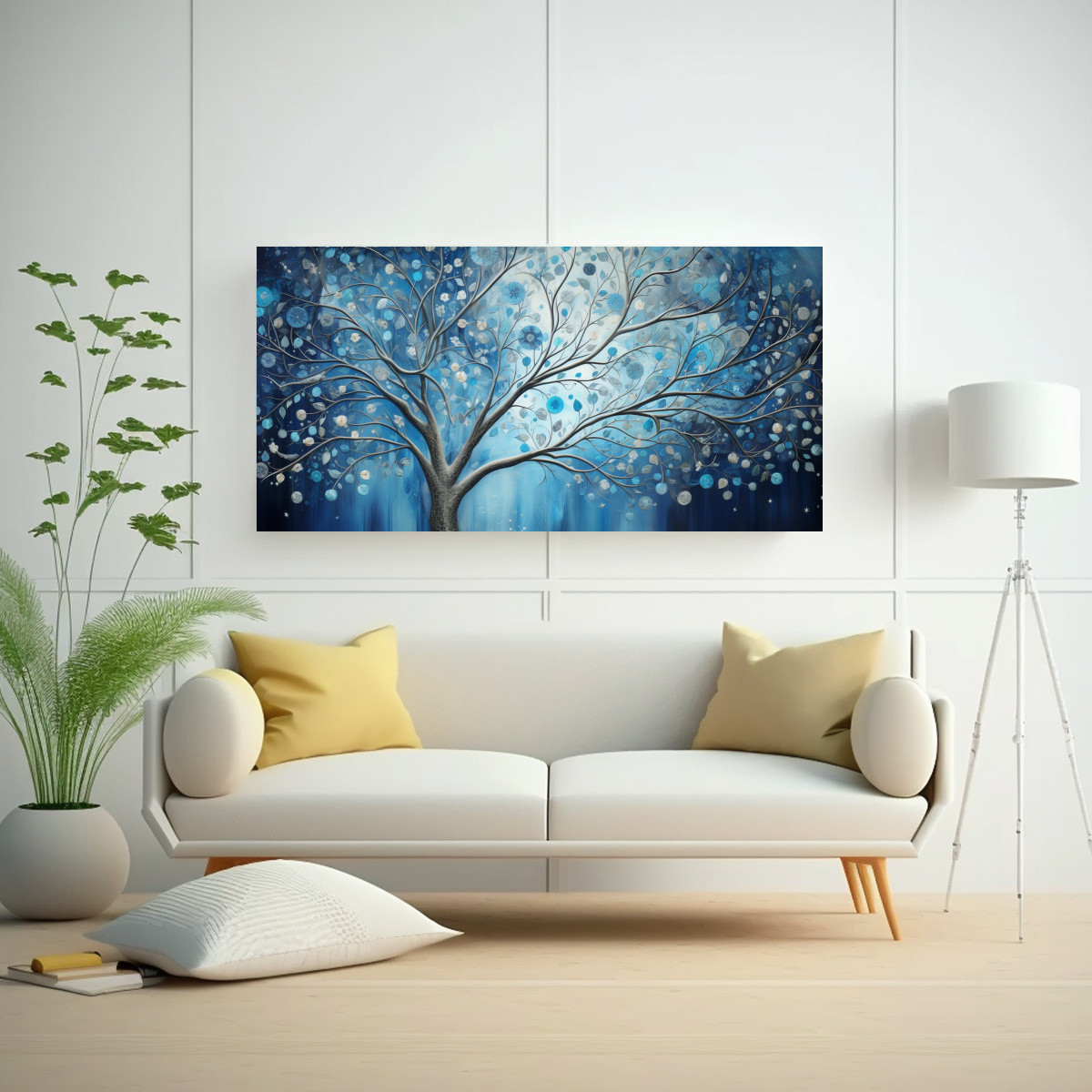 CUADRO VINTAGE ESTILO POP ART ÁRBOL EN AZUL Y 80X40 CM - 2