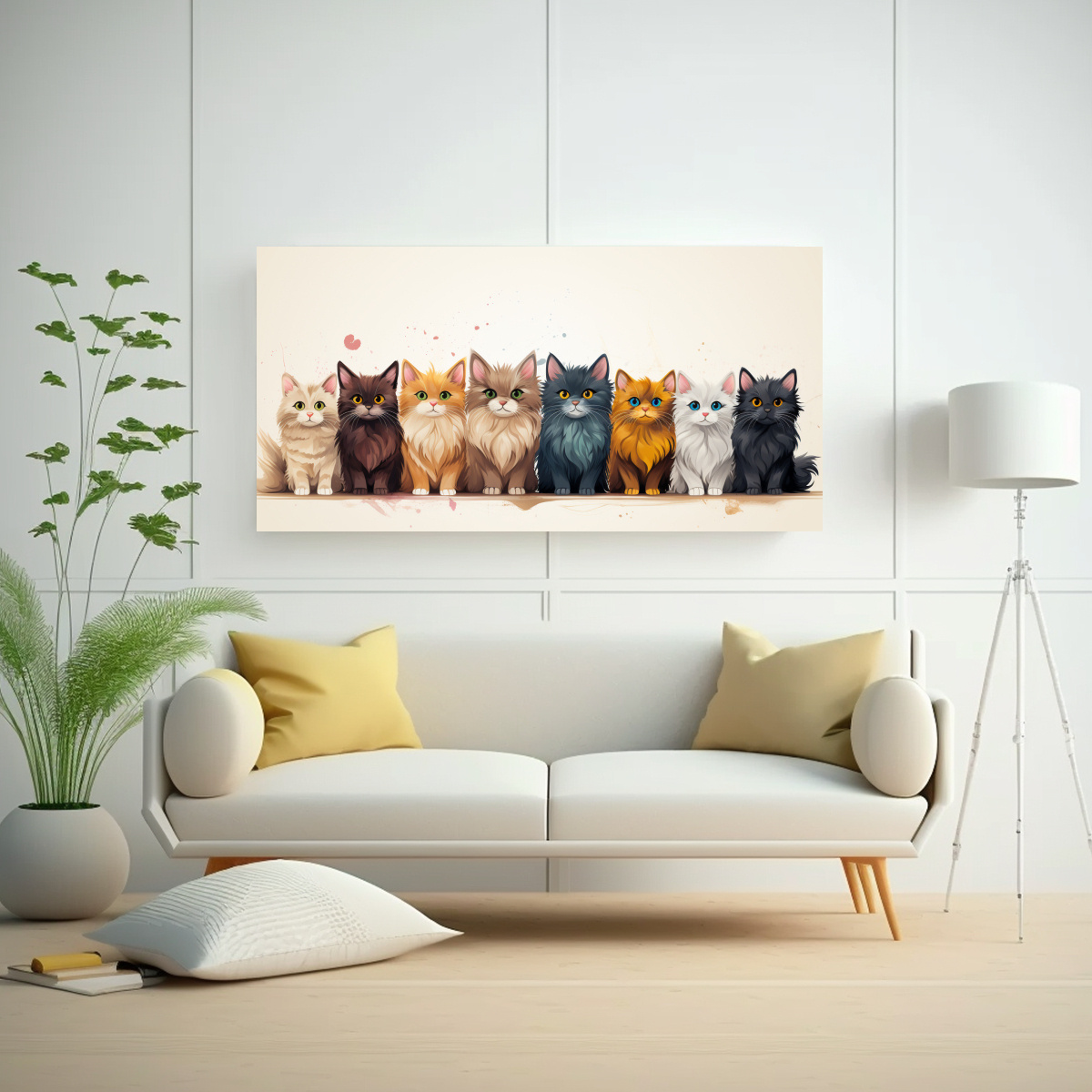 CUADRO ANIMADA DE GATOS EN COLORES VIVOS PARA 160X80 CM - 2