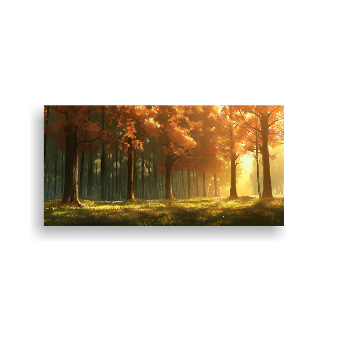 PINTURA DE DECORACIÓN DE BOSQUE DE ROBLES EN 40X20 CM - 1