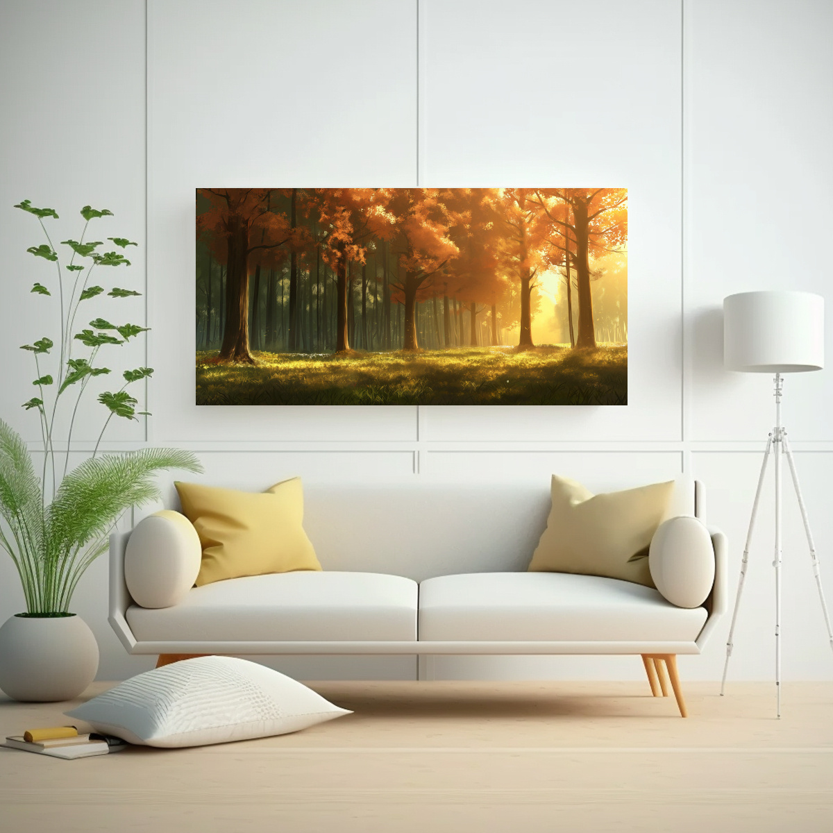 PINTURA DE DECORACIÓN DE BOSQUE DE ROBLES EN 40X20 CM - 2