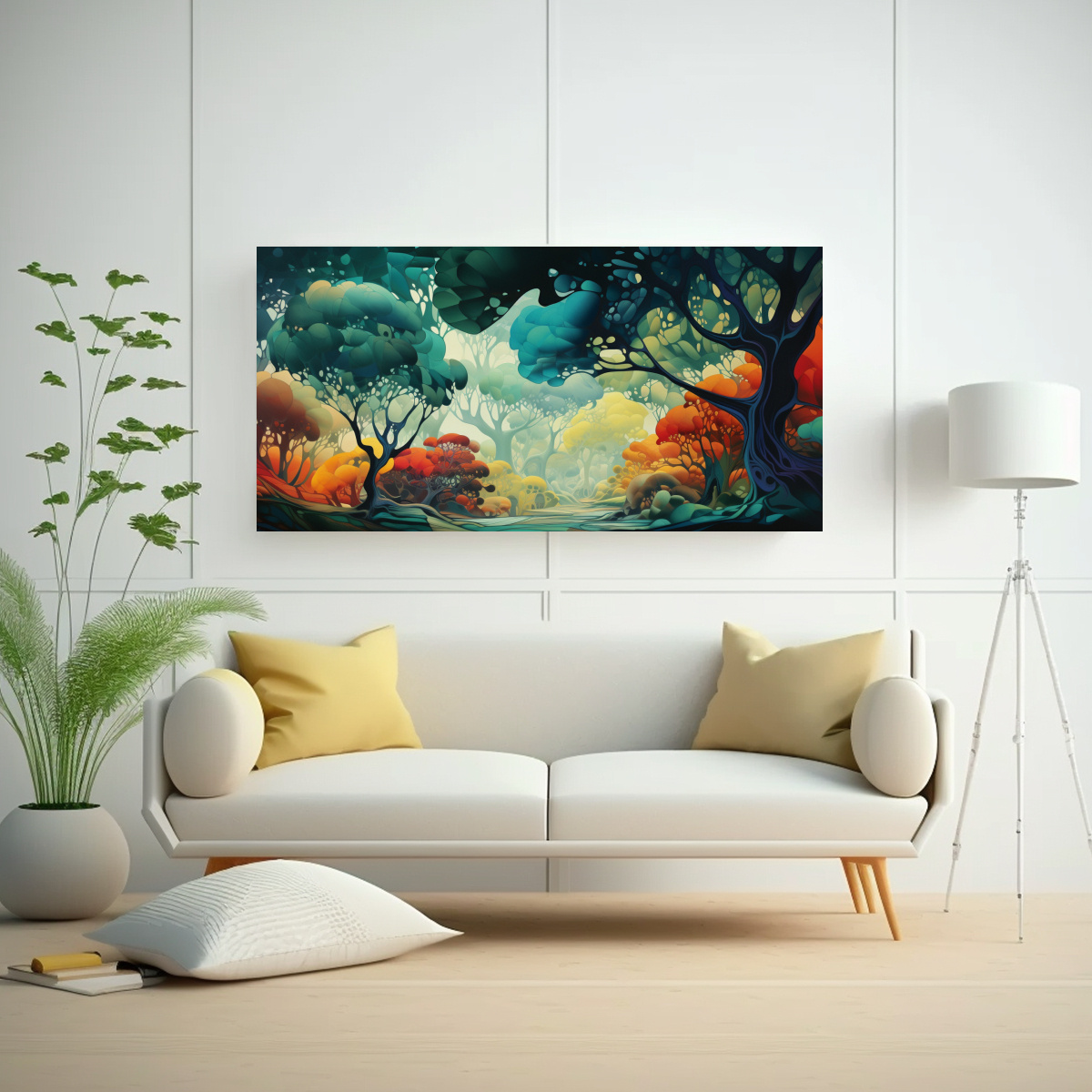 PINTURAS ABSTRACTAS DE ÁRBOLES PARA DECORACIÓN 140X70 CM - 2