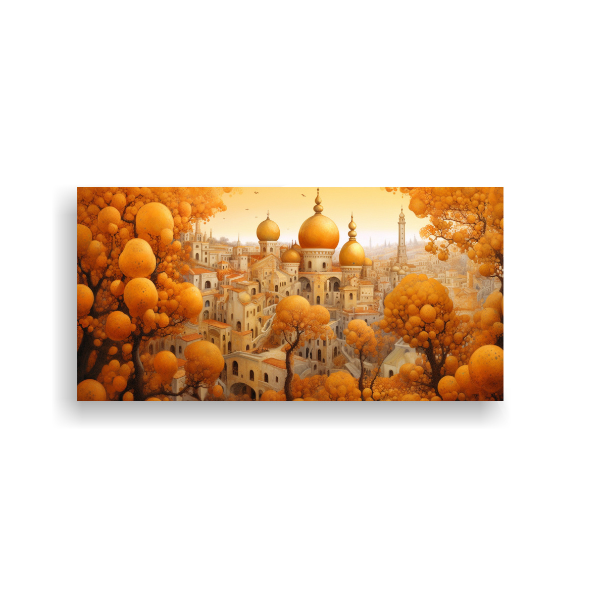 CUADRO PAISAJE URBANO OTOÑAL CON ÁRBOLES EN 80X40 CM - 1