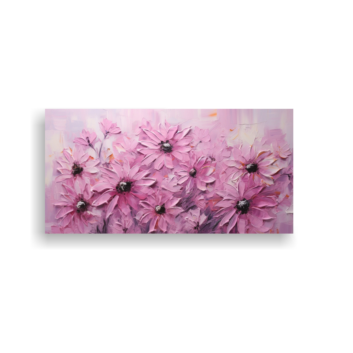 PINTURA ACUARELA FLORES DE GIRASOL ROSA EN LIENZO 120X60 CM - 1