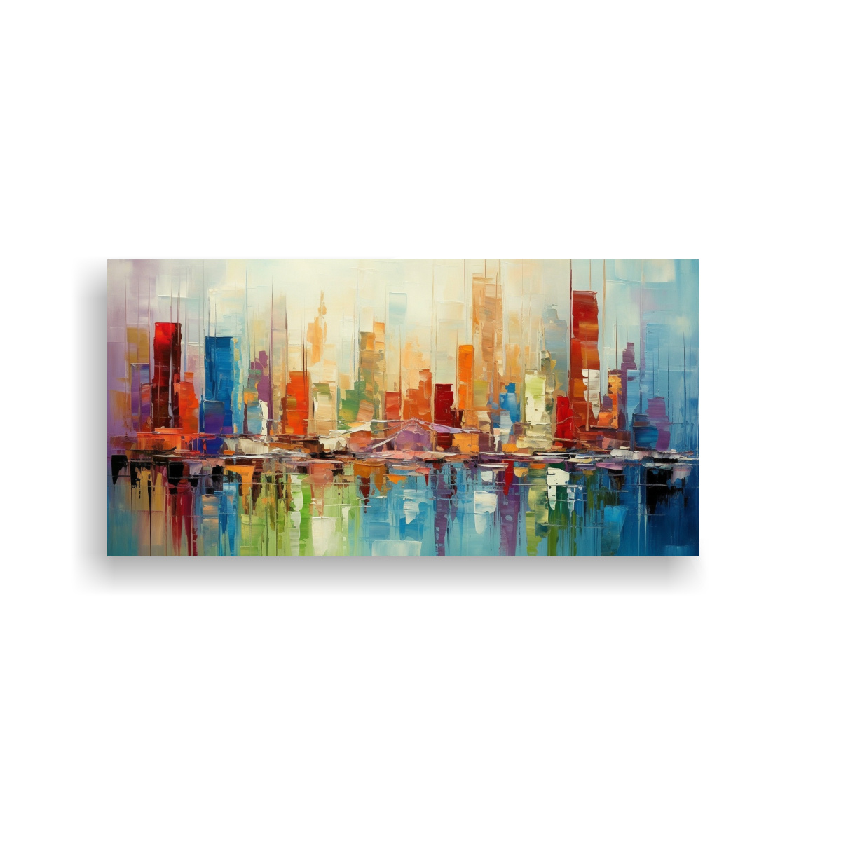 CUADRO ABSTRACTO DE LA CIUDAD EN LIENZO: DETALLE 40X20 CM - 1