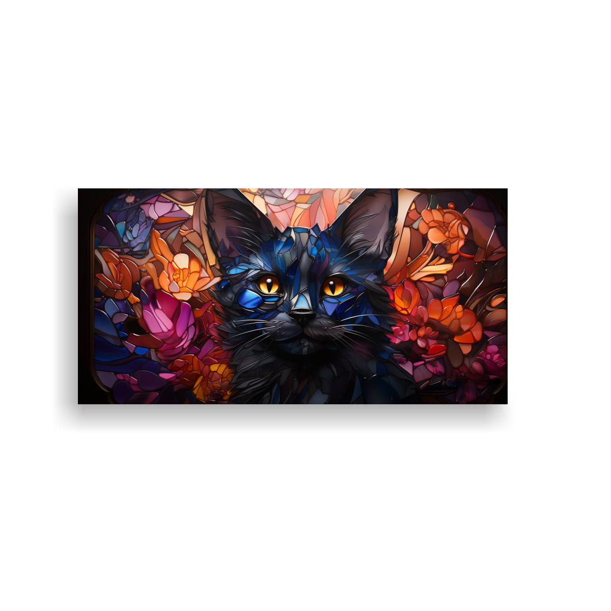 VIDRIERA DIGITAL DE GATO LYKOI EN PINTURA 80X40 CM - 1