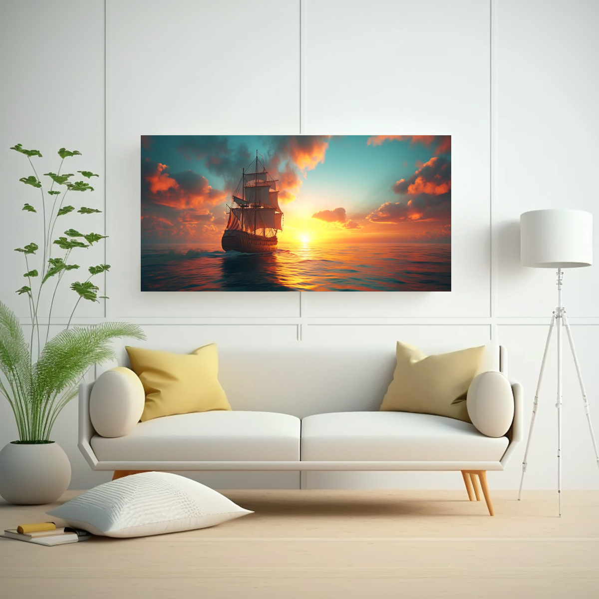 CUADRO DECORATIVO: BARCO CLÁSICO NAVEGA AL 120X60 CM - 2