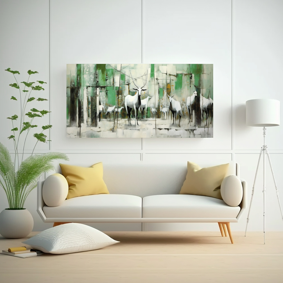 PINTURA ABSTRACTA LUMINOSA EN BLANCO CON TOQUES 40X20 CM - 2