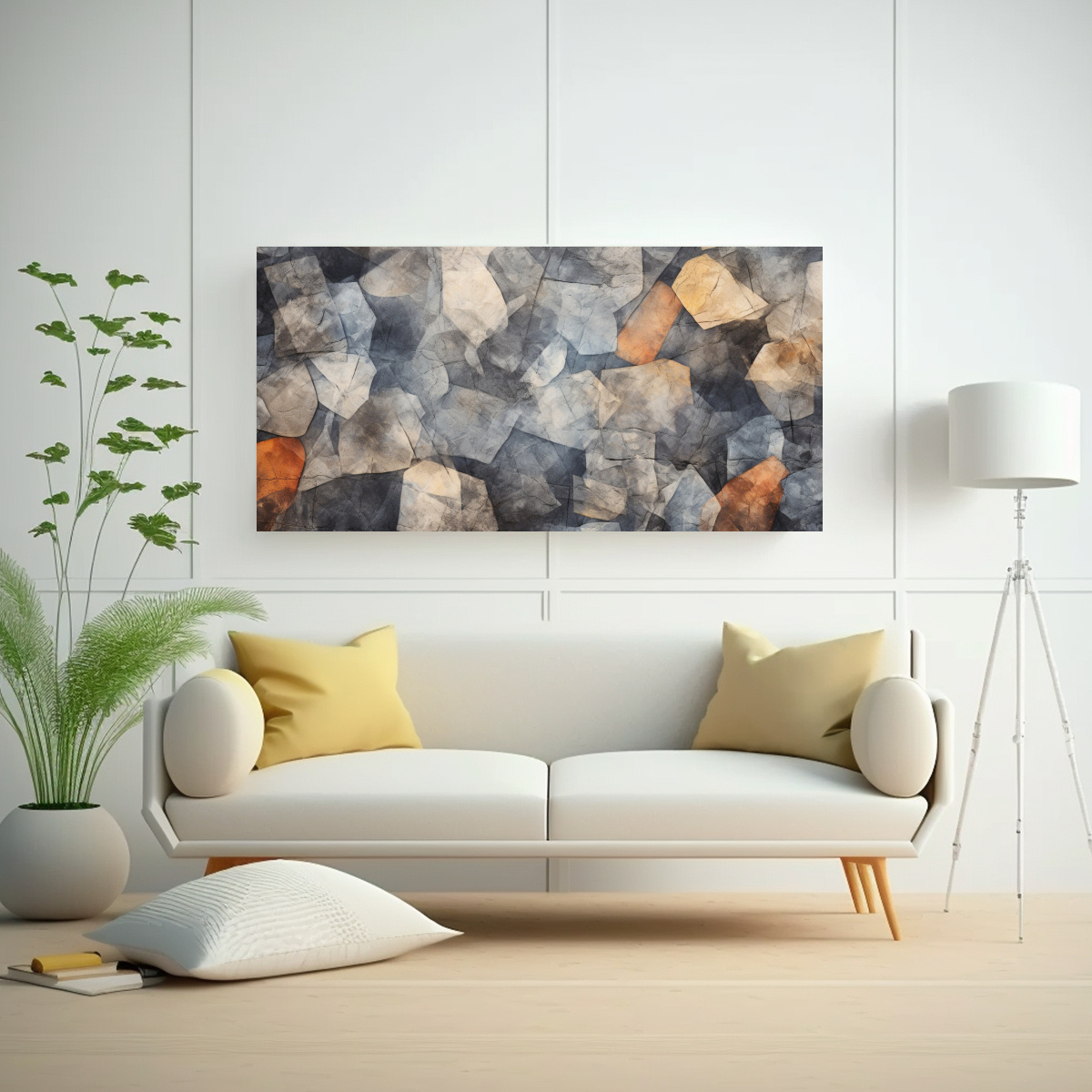 PINTURA CON TINTA SOBRE TEXTURA DE PIEDRA: ARTE 80X40 CM - 2