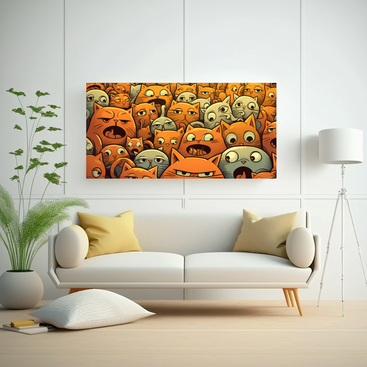 CUADROS DE GATOS FEOS DIVERTIDOS PARA DECORACIÓN 100X50 CM - 2