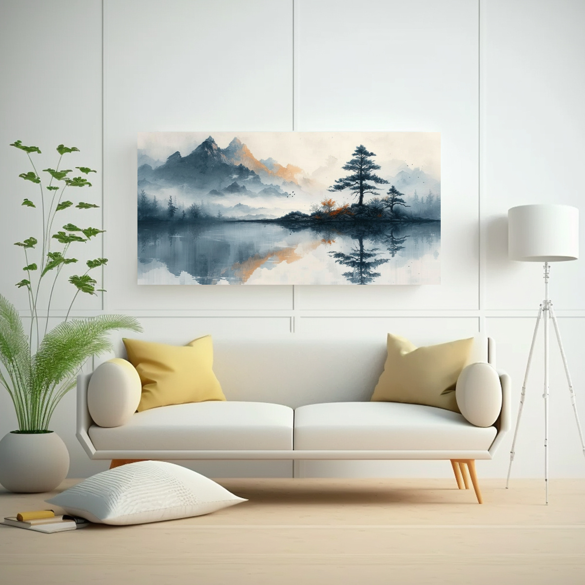 PINTURA PAISAJÍSTICA ARTESANAL DE LÍNEAS 140X70 CM - 2