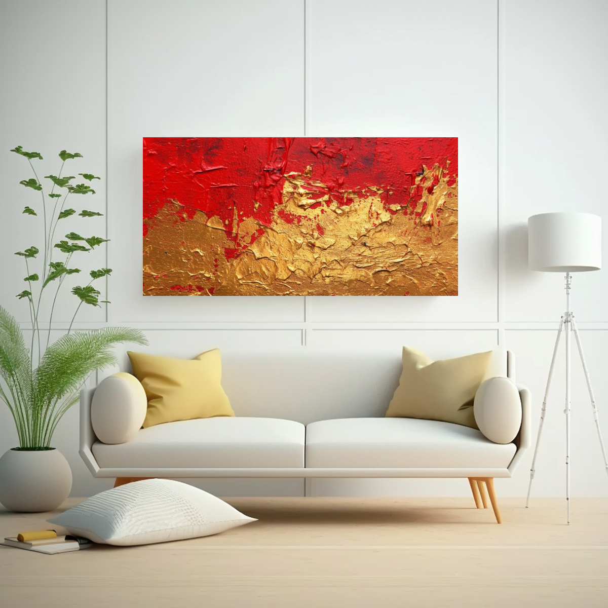 PINTURA METÁLICA BRILLANTE SOBRE FONDO ROJO: 160X80 CM - 2
