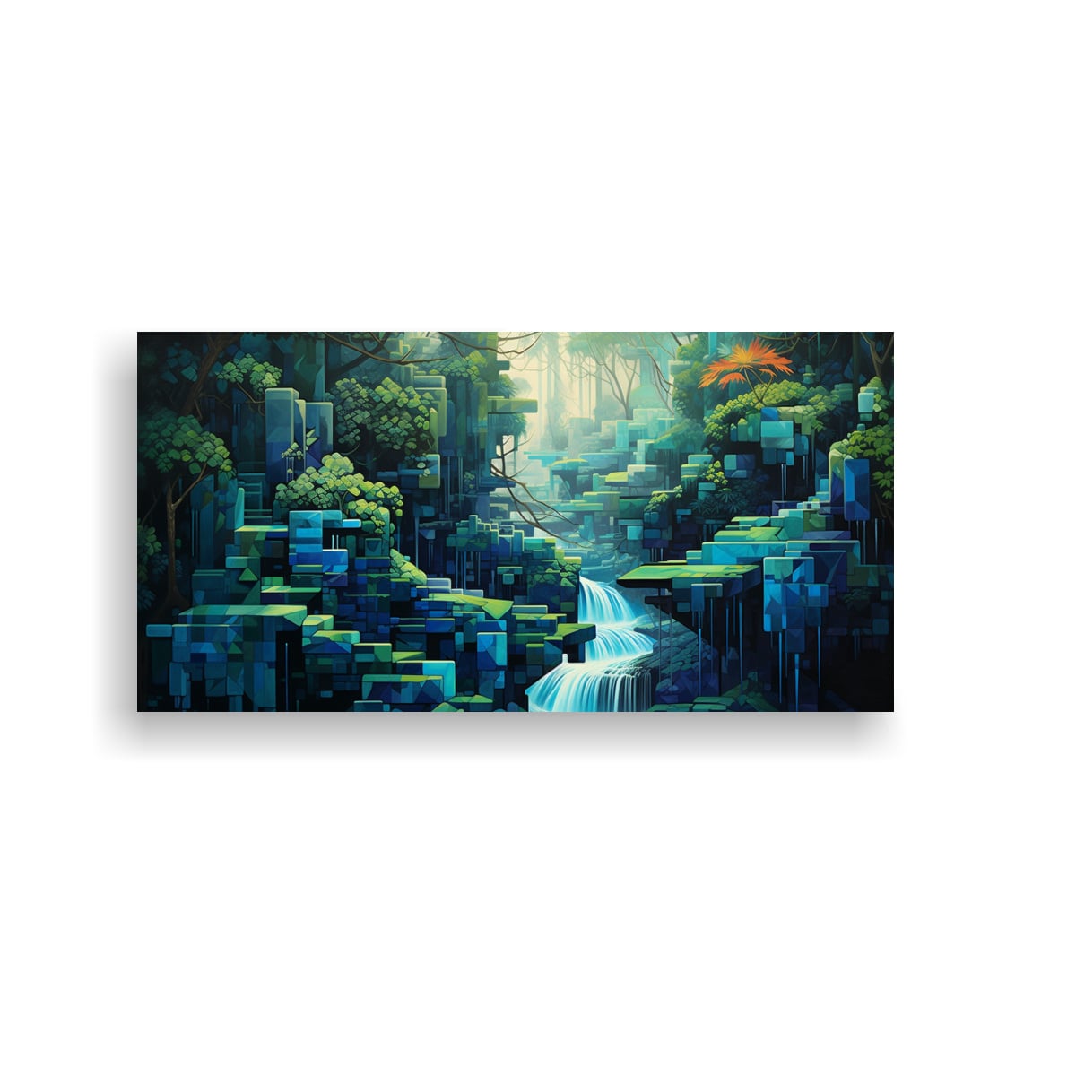 LIENZO DE TELA: GEOMETRÍAS FLORALES EN AZUL Y 160X80 CM - 1