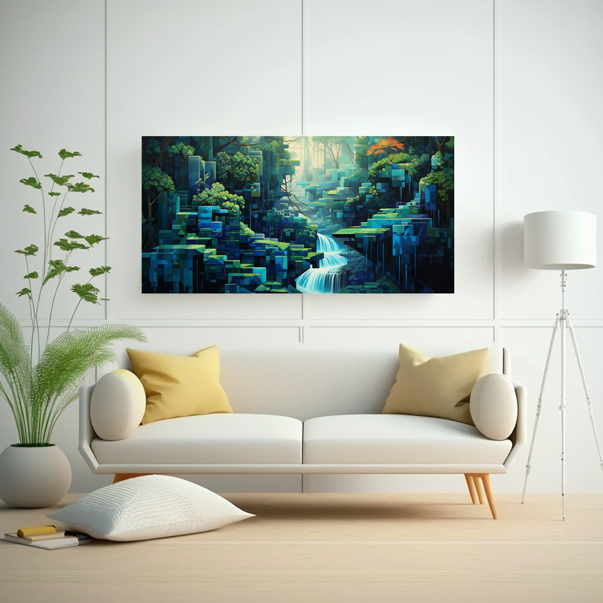 LIENZO DE TELA: GEOMETRÍAS FLORALES EN AZUL Y 160X80 CM - 2