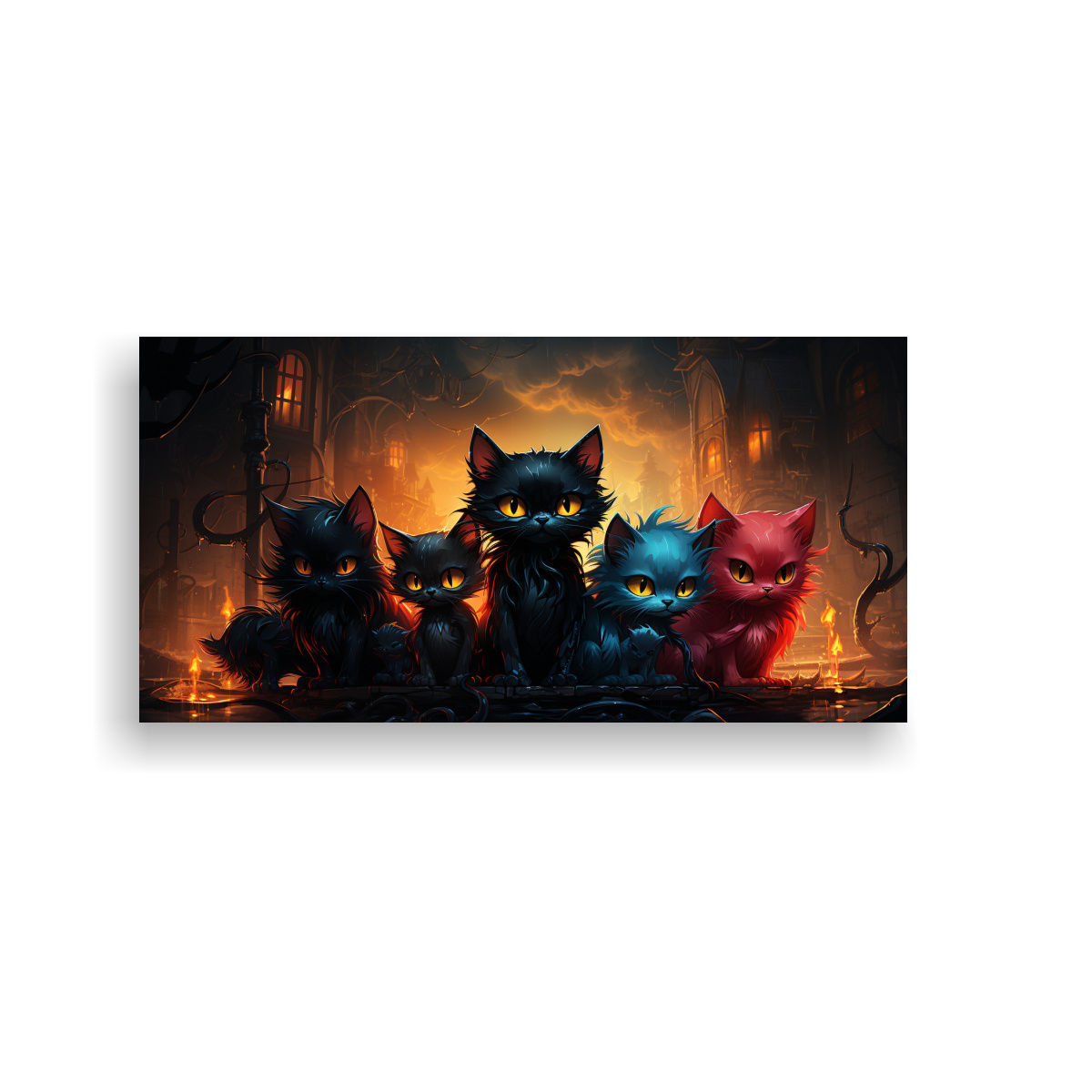 LIENZO DE TELA COMEDOR MONSTRUOS GATITOS MALVADOS 120X60 CM - 1