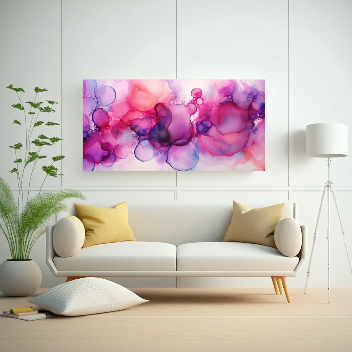 PINTURA DURADERA EN ROSA Y PÚRPURA CON TÉCNICA 120X60 CM - 2
