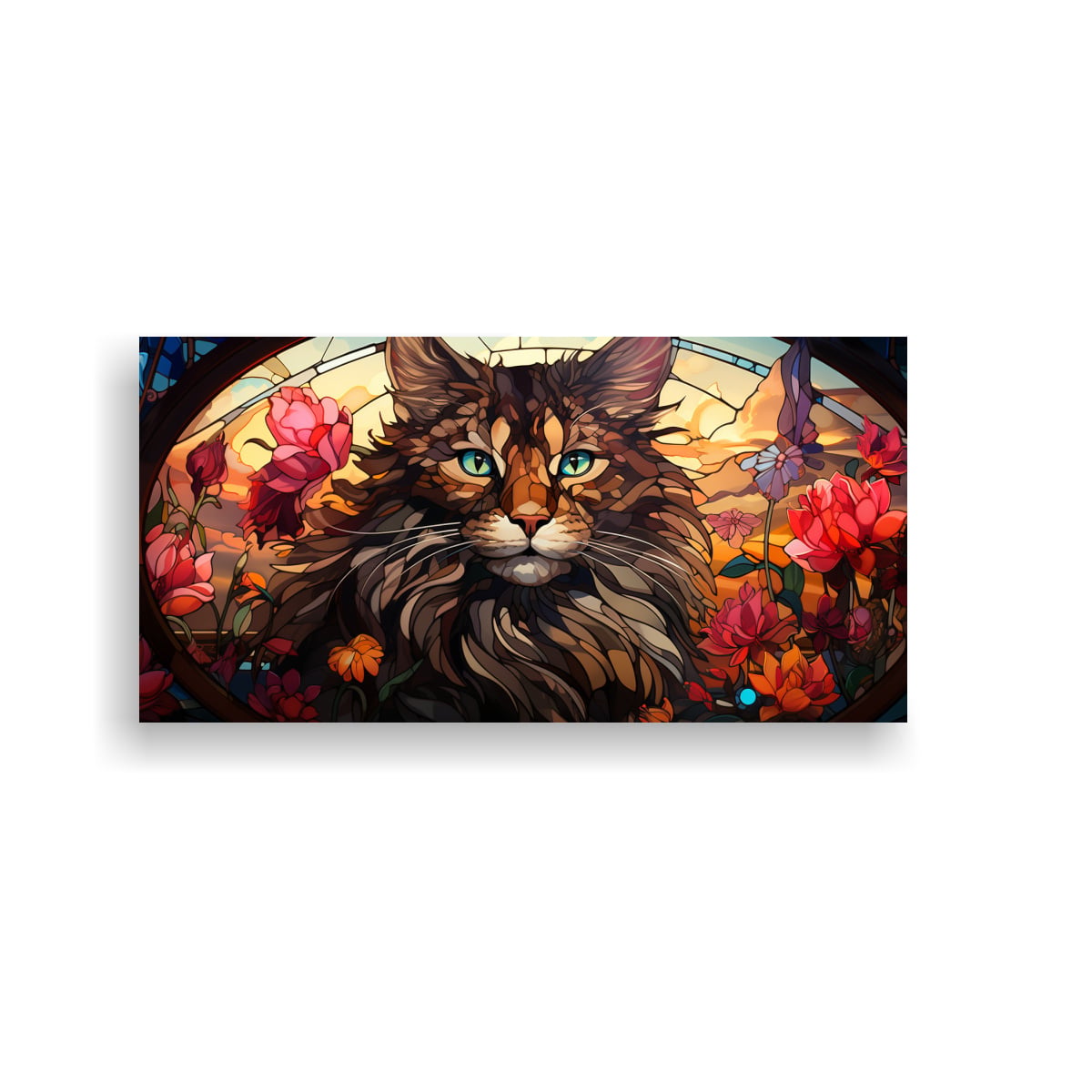 LIENZO ABSTRACCIÓN GATO ADORABLE VIDRIERA 60X30 CM - 1