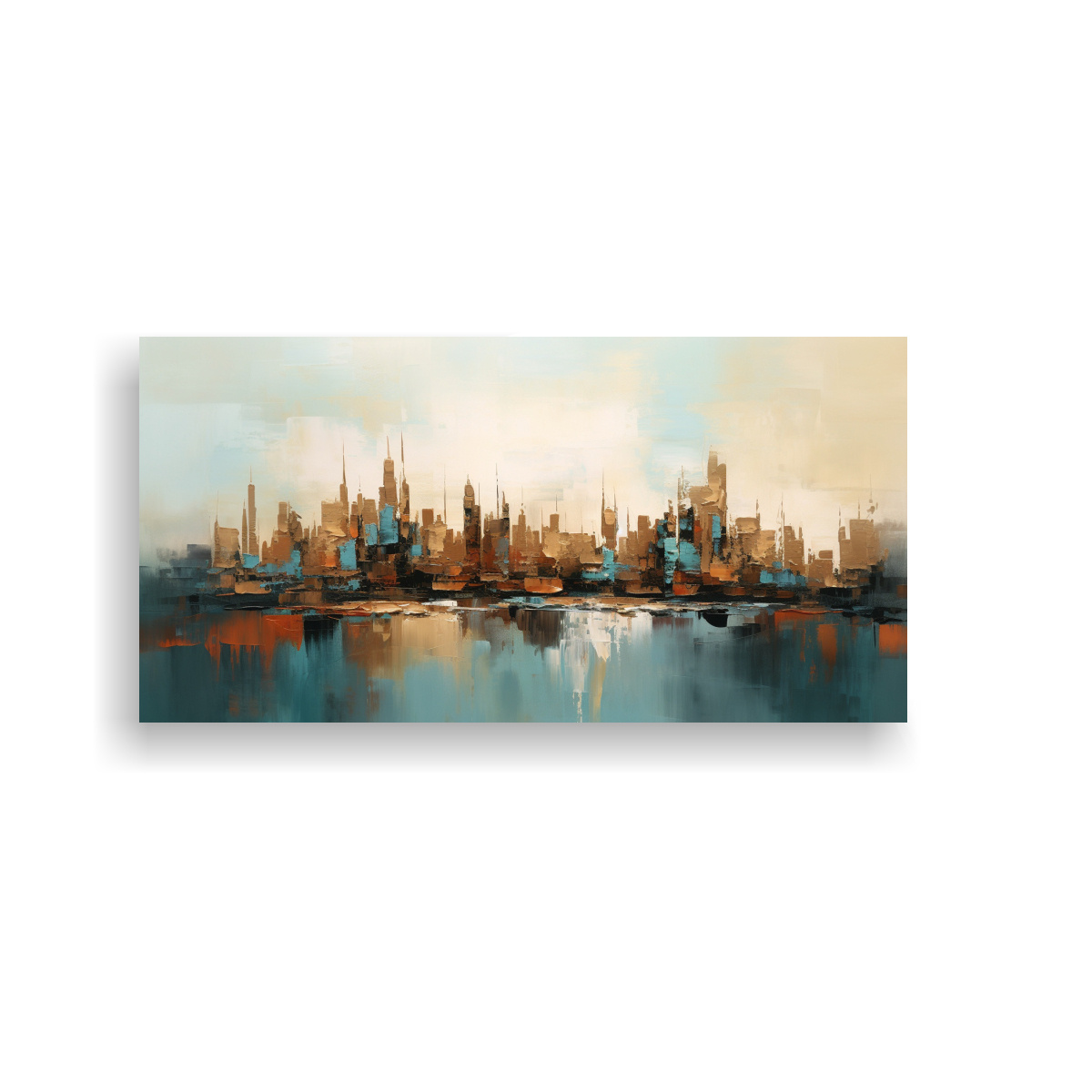 CUADRO ABSTRACTO VISTA URBANA BARCELONA, LIENZO 80X40 CM - 1
