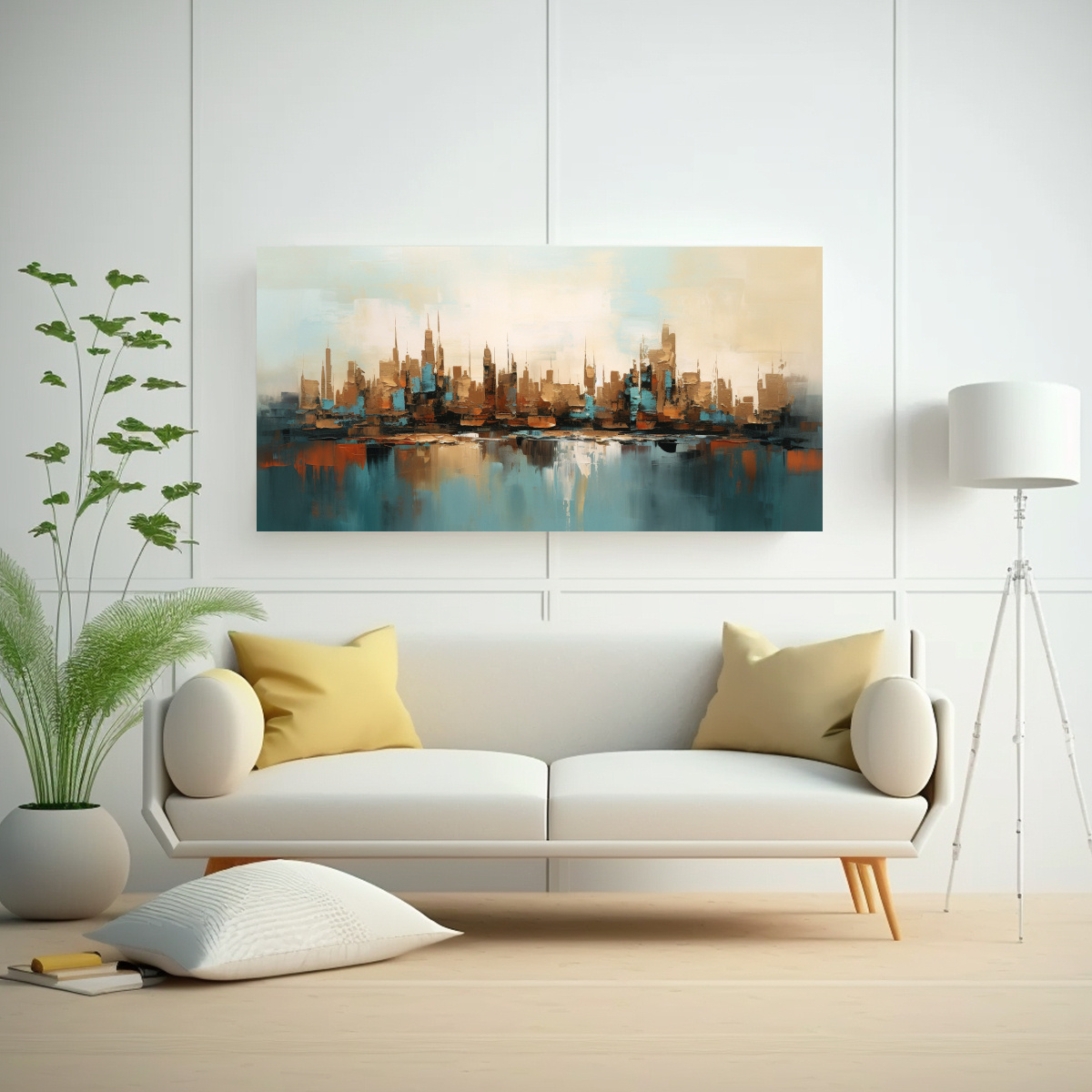 CUADRO ABSTRACTO VISTA URBANA BARCELONA, LIENZO 80X40 CM - 2