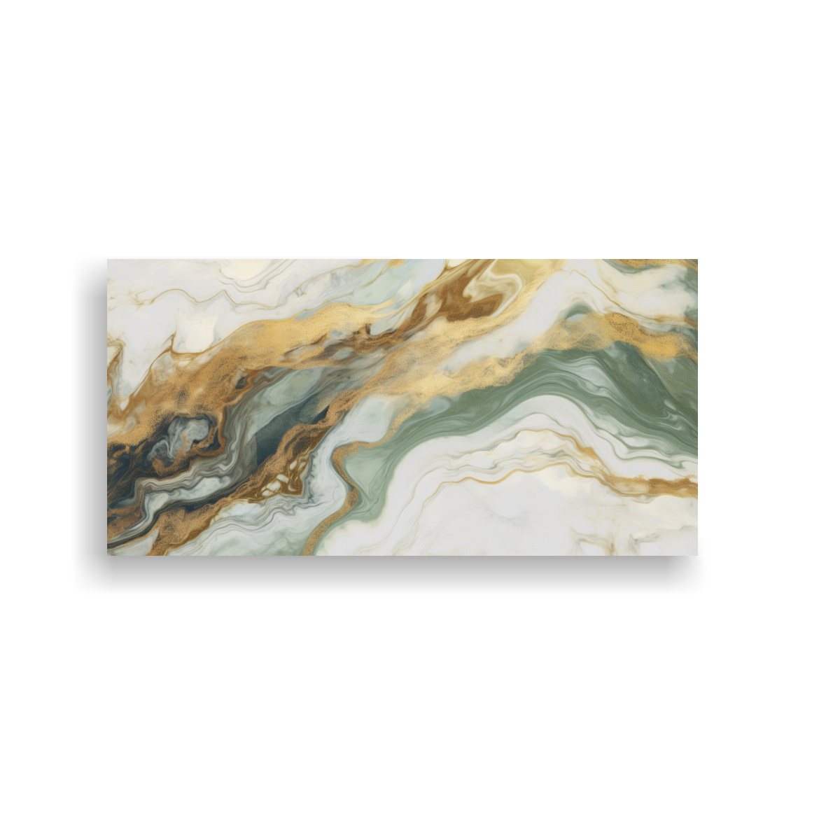 PINTURA ABSTRACTA EN MÁRMOL BEIGE, VERDE Y 140X70 CM - 1