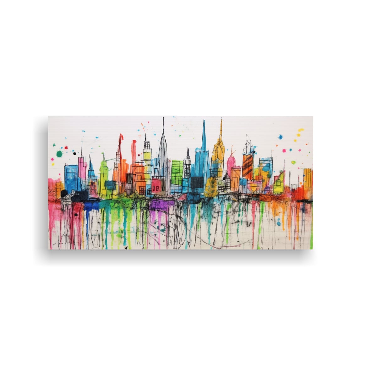 CUADRO INFANTIL CIUDAD PANORÁMICA MODERNA CON 40X20 CM - 1