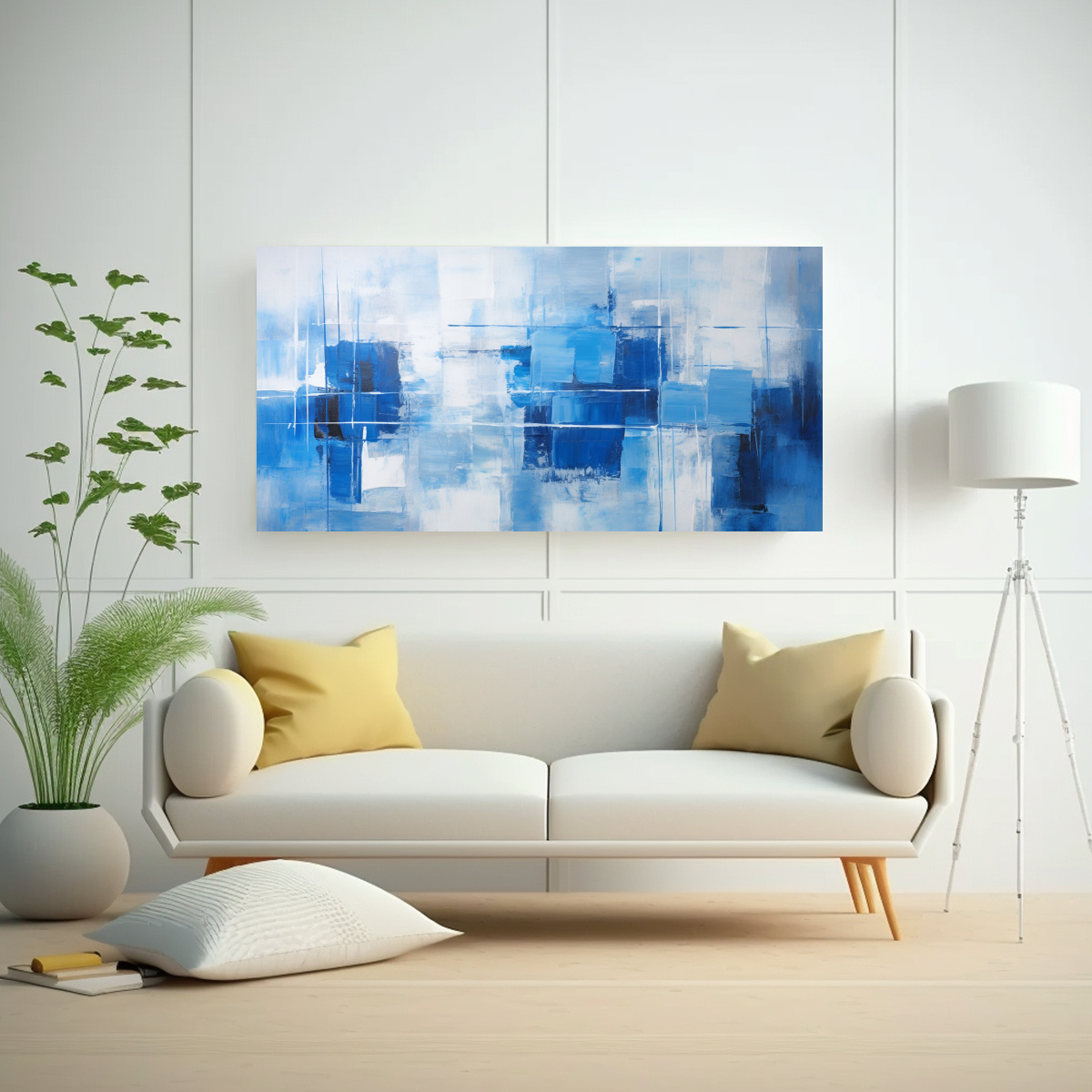 CUADRO ABSTRACTO DE TONOS AZULES PARA DECORAR 60X30 CM - 2